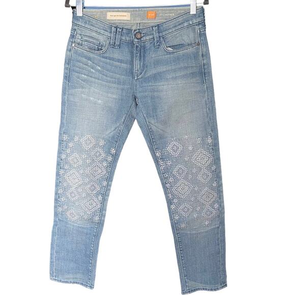 Pilcro and the Letterpress Denim - Pilcro and the Letterpress the Hyphen boy fit embroidered jeans size 26 NEW